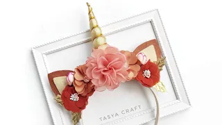 DIY Unicorn Headband With Flowers| Gold Themed