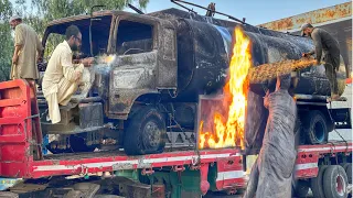 Hino Truck Full of Petrol Caught Fire 🔥// Let’s See How This Burnt Truck Cabin Chassis Repaired