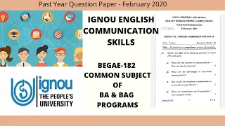 PAST YEAR QUESTION PAPER OF ENGLISH COMMUNICATION SKILLS || BEGAE-182 IGNOU