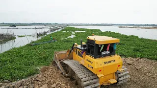 Wonderful Best Techniques Operator Bulldozer Wheel Loader Pushing Rock Dirt Swamp Land Filling Up