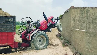 mahindra arjun 605 di with full loaded trolley of soil /tractor video | mahindra arjun tractor power