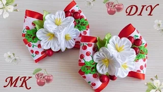 Bow "Cherry" 🍒 with Kansas flowers. MK / DIY