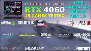 Acer Predator Helios Neo 16 - RTX 4060 + i7-13700HX - Test in 15 Games in 2023