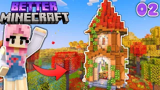 I Built an Autumnal Enchanting Tower in Better Minecraft! 💜