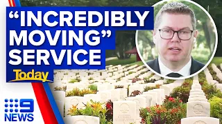 Anzac Day 2023: 'Moving' service at Bomana War Cemetery, Papua New Guinea | 9 News Australia