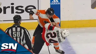 Travis Konecny Drops Rookie Jacob Bernard-Docker After Tie-Up Along Boards