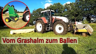 Vom Mähen bis zum Pressen | Wie funktioniert eine Rundballenpresse ? | LOHN VLOG 12