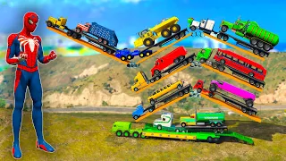 GTA 5 Super Hero in Work, Loading Trucks & Super Cars, , Bugati, BMW, Lamborghini Into Big Truck