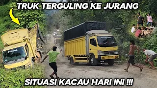 Situasi Kacau Hari Ini !!! Truk Terguling Ke Jurang Di Tanjakan Batu Jomba