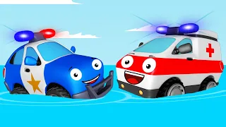 Voiture de Police et Aventure en mer - Dessin animé pour bébés - Rapide et Drôle Voitures