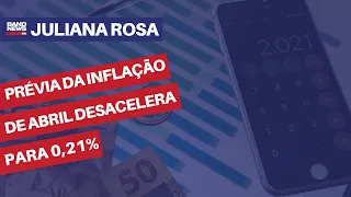 Prévia da inflação de abril desacelera para 0,21% | Juliana Rosa