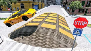 Cars vs Giant Speed Bump #1 – BeamNG Drive | CrashBoomPunk