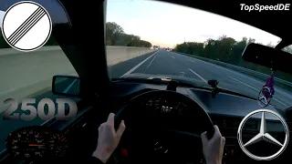 MERCEDES-BENZ W124 250D 94HP POV *TOPSPEED* ON AUTOBAHN 5 CYLINDER SOUND