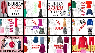 12 MONTHS of BURDA 2021 LINE DRAWINGS with Relaxing Classical Music