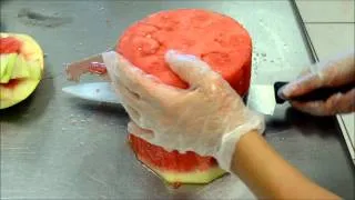 How to Make Watermelon Cake with whipped cream icing and fresh fruits