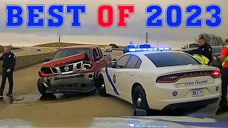 BEST POLICE CHASES. High Speed Pit Maneuver & Police Use Spike Strips. 2023