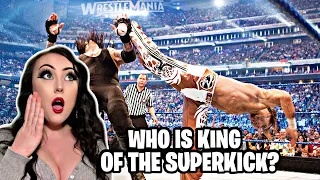 Girl Reacts to WWE WHO IS THE KING OF THE SUPERKICK