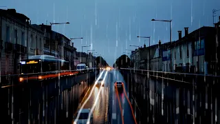 Walking in Heavy Rain at night Wet Traffic Sounds 4K Walk in Bordeaux /ASMR rain Sounds for sleeping