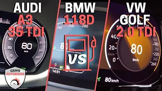 Audi A3 35 TDI vs VW Golf 8 2.0 TDI vs BMW 118d ⛽ FUEL CONSUMPTION TEST - The winner is...?