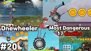 Hill climb racing -Gamplay walkthrough part 20 Onewheeler most dangerous 17 deaths