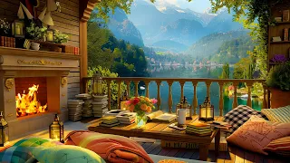 Relaxing Jazz Instrumental Music for Work, Study ☕Soft Jazz Music & Spring Lakeside Balcony Ambience