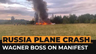 Plane of Russian Wagner boss Yevgeny Prigozhin crashes near Moscow | Al Jazeera Newsfeed