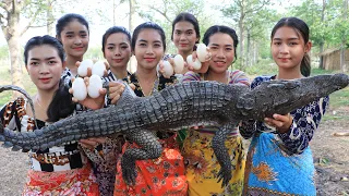 Yummy cooking crocodile with egg grilled recipe in my village - Amazing video