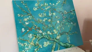 Van Gogh Almond blossom painting process time lapse