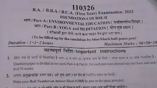 Part A--  Environment and Education, Part B --- Yoga and Meditation First year Foundation course 2