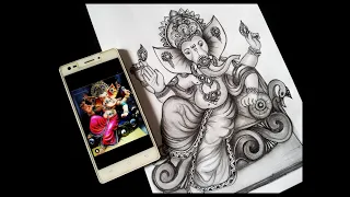 😍🙏Attractive Ganpati Bappa Sketch / Drawing Of God Ganesh / Step By Step Ganpati  Bappa Sketch