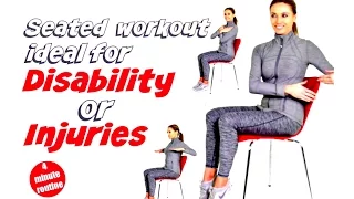 SEATED WORKOUT IDEAL FOR DISABLED  OR INJURED - 4 minute real time workout
