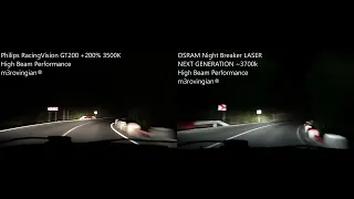 High Beam Philips RacingVision GT200 vs OSRAM Night Breaker LASER NEXT GENERATION