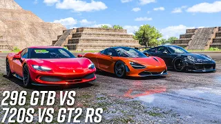 Ferrari 296 GTB vs McLaren 720S vs Porsche 911 GT2 RS | Forza Horizon 5