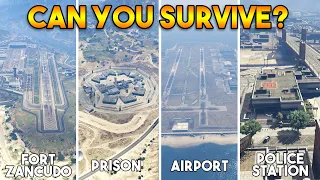 GTA 5 : FORT ZANCUDO VS PRISON VS LSIA VS POLICE STATION (CAN YOU SURVIVE?)