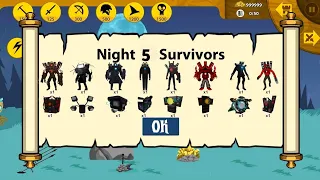 Night 5 Survivors Unlocked All Items Boss Vs | Cameraman Titan Stick War Legacy Endless 😱