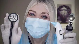 ASMR Doctor Home Visit Medical Exam - Otoscope, Ear Drops, Stethoscope, Light, Latex Gloves, Writing