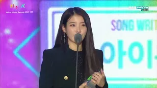 [ENG SUB] 171202 IU - Best Song Writer Award Acceptance Speech @ 2017 Melon Music Awards