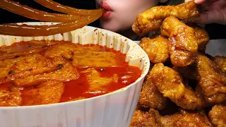 ASMR) 마라엽떡이랑 허니콤보 사겨라... 둘이 너무 잘 어울려...🌟Spicy Tteokbokki + Sweet Chicken No Talking Mukbang