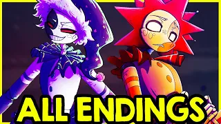 Sun And Moon Dating sim - After Hours (FNAF Pizzaplex) ALL ENDINGS - ALL SECRETS - ALL CHOICES
