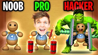 Can We Go NOOB vs PRO vs HACKER In KICK THE BUDDY!? (ALL NEW WEAPONS!)