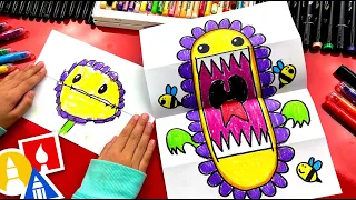 How To Draw A Funny Flower Monster - Folding Surprise