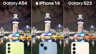 Samsung Galaxy A54 VS iPhone 14 VS Galaxy S23 Camera Test