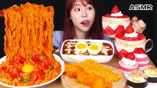 ASMR MUKBANG| 편의점 직접 만든 불닭 떡볶이 양념치킨 김밥 디저트 먹방 & 레시피 FRIED CHICKEN AND Tteokbokki EATING