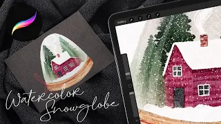 ❄️ Snowglobe watercolor painting Procreate tutorial // EASY Procreate for beginners