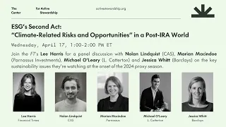 CAS Panel: ESG's Second Act