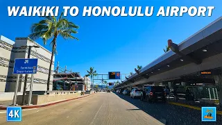 Waikiki to Honolulu Airport | Daniel K. Inouye International Airport 🌴 Hawaii 4K Driving