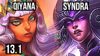QIYANA vs SYNDRA (MID) | 11/0/5, Legendary, 900K mastery | KR Master | 13.1