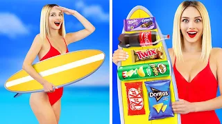 12 Ways to Sneak Food into the Pool or Water Park || Weird and Funny Tips by RATATA!