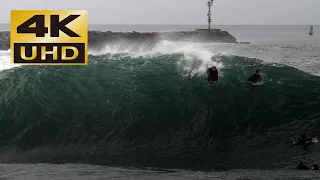 Bodyboarding at The Wedge - Newport Beach California - 9-14-21 (AM) Big Waves  - Lumix G9 4K UHD