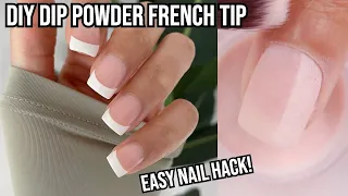 EASY FRENCH TIP NAILS AT HOME USING DIP POWDER AND NAIL POLISH | AZUREBEAUTY | FRENCH TIP NAIL HACK